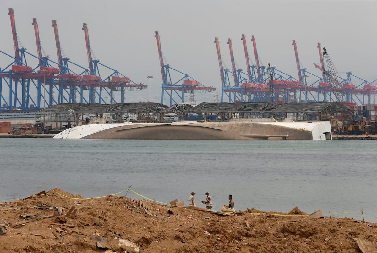 Site of Beirut blast, at Beirut's port area