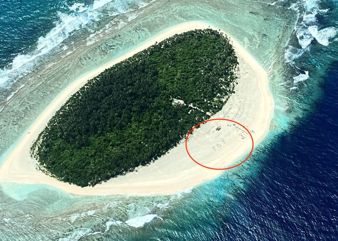 Giant SOS on Pacific Island Leads to Rescue of Three Stranded Sailors