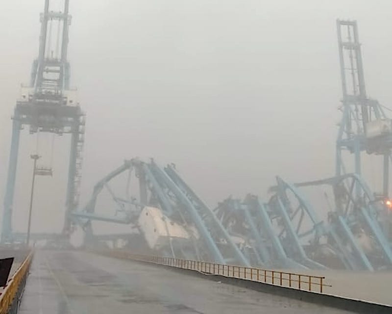 Heavy Weather Topples Cranes at India’s Top Container Port