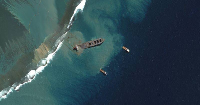 Mauritius Oil Tanker Spill Drone Photo