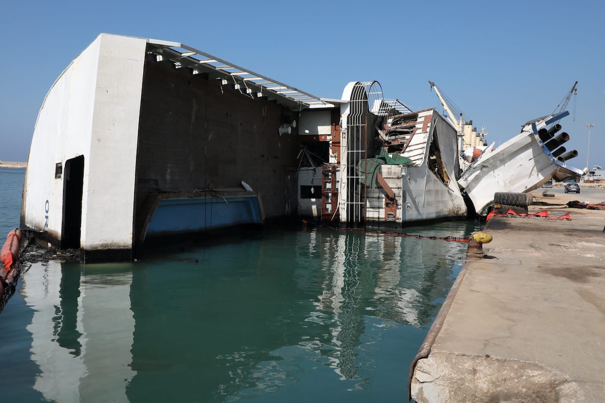 capsized ship Beirut dock