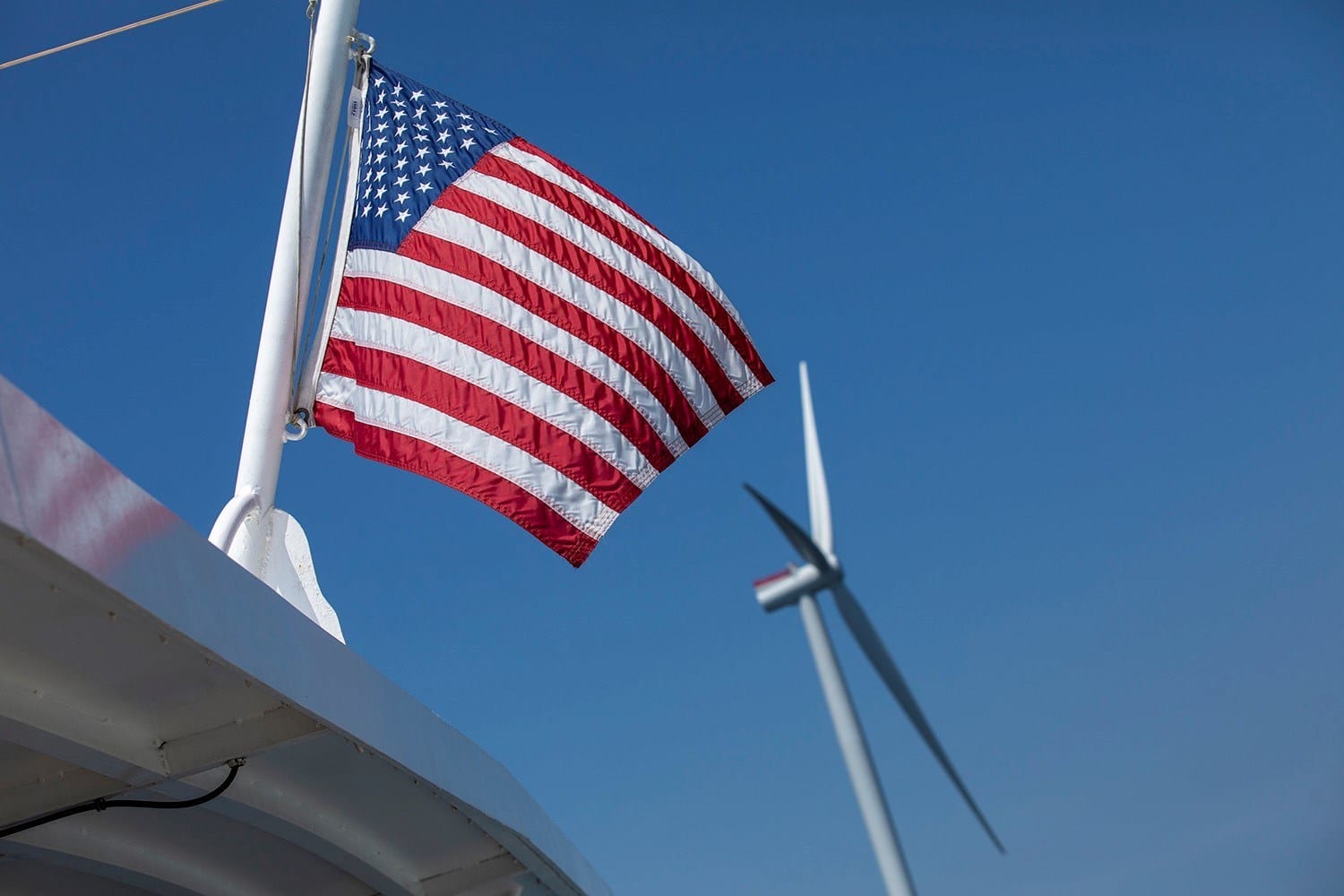 A wind turbine Dominion Energy’s two turbine Coastal Virginia Offshore Wind (CVOW) pilot project. Photo: Dominion Energy