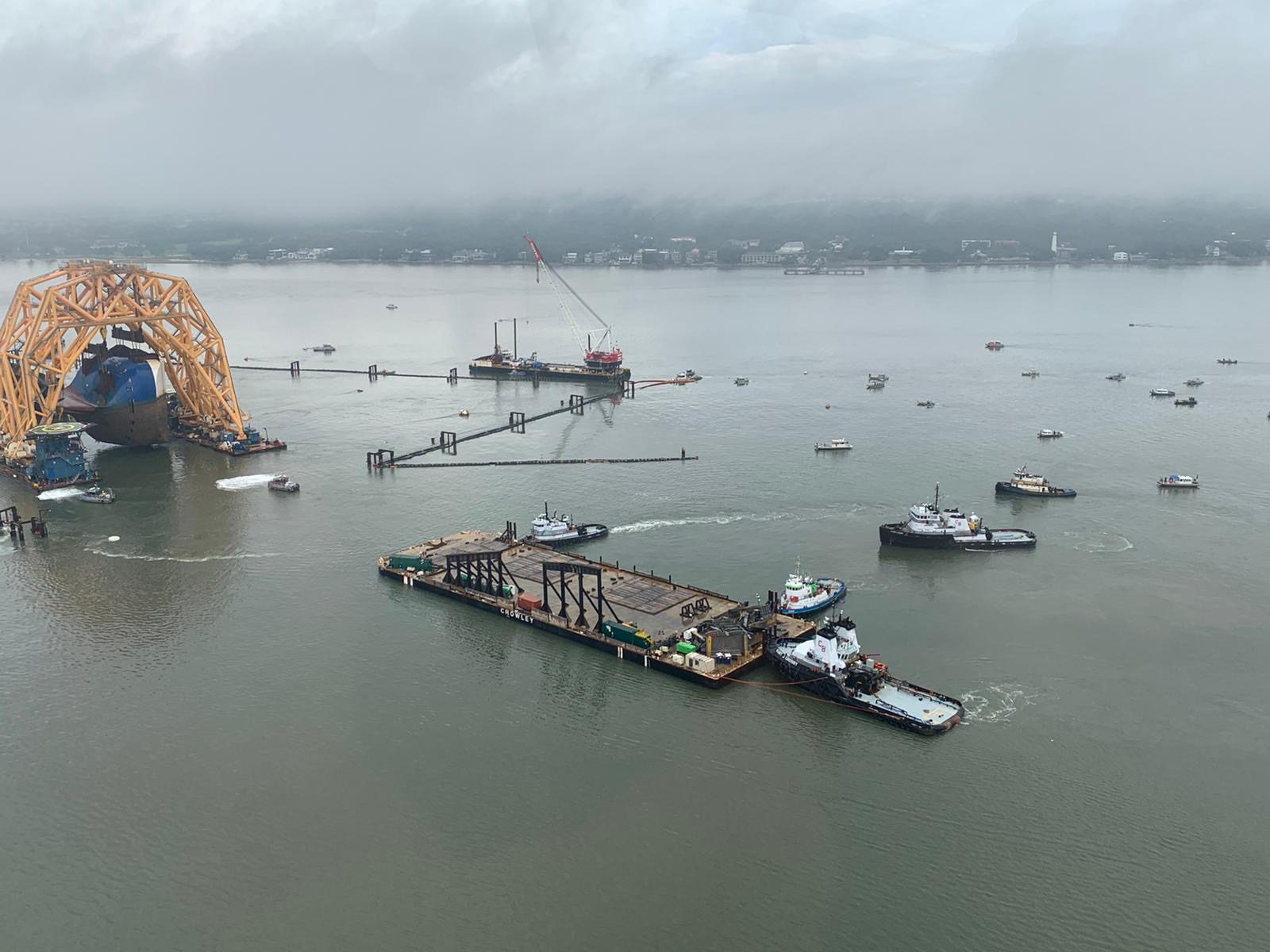 Photos: Section One of Golden Ray Wreck Cut and Lifted Onto Barge