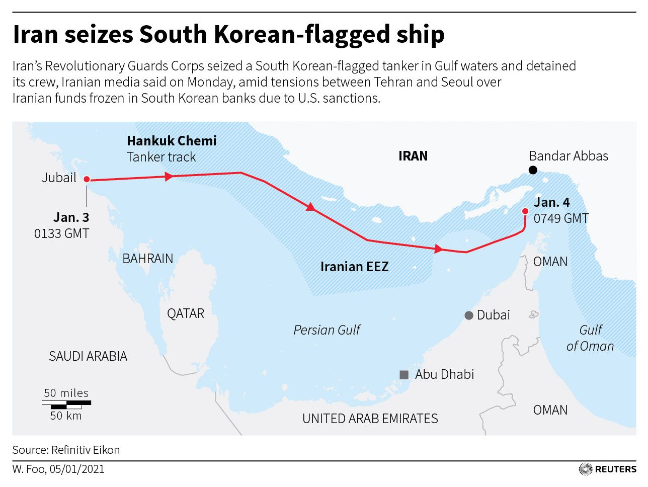 Iran Denies Seizing Korean Ship and Holding Crew Hostage