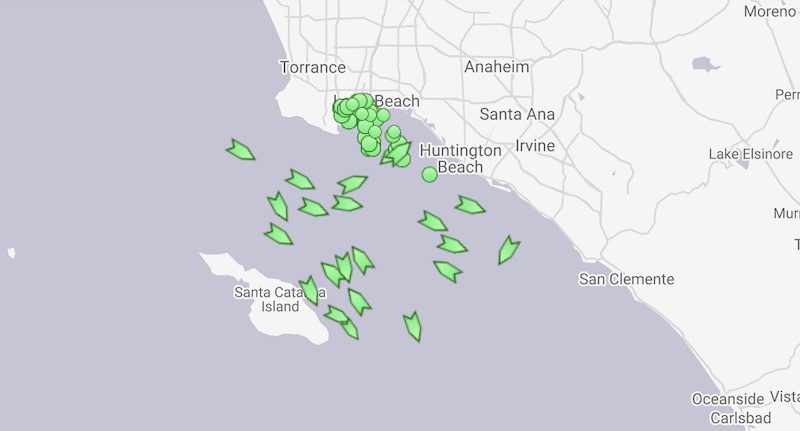 Anchored Containerships Off Los Angeles/Long Beach Flee Winter Storm