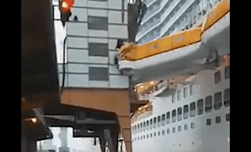 Costa Smeralda Loses Lifeboat in Docking Mishap – VIDEO