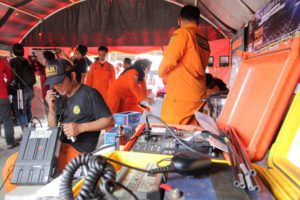 Indonesian Search an Rescue Agency SAR personnel ship collision at a port