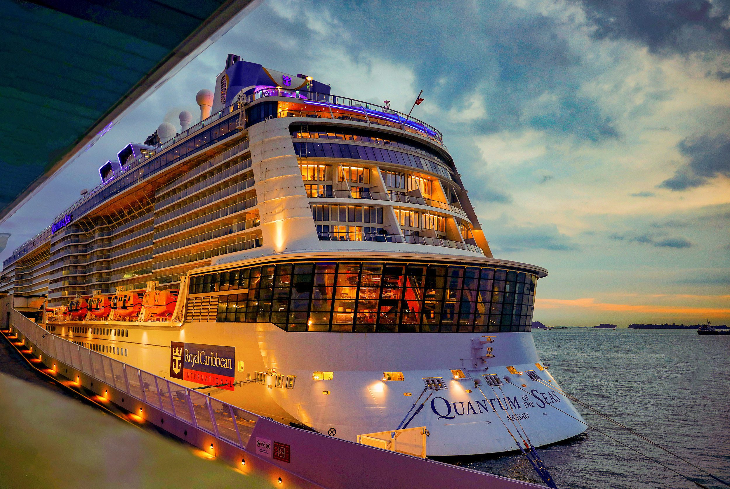 RCL Quantum of the Seas cruise ship moored in Singapore
