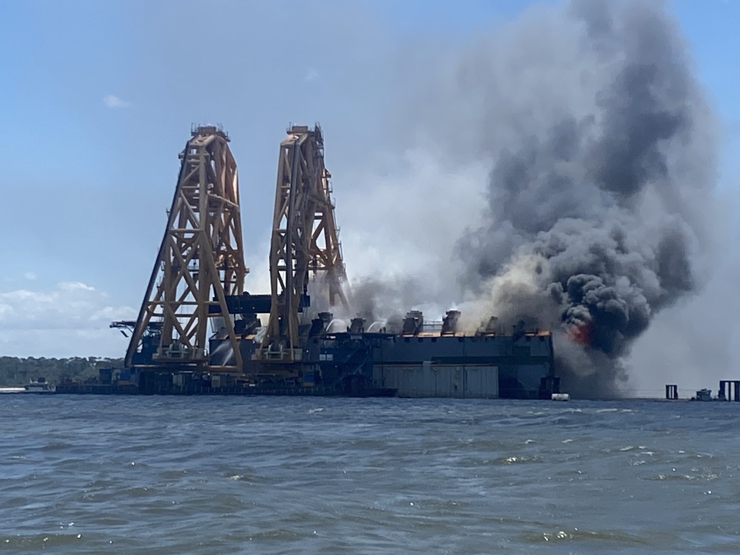 golden ray wreck on fire