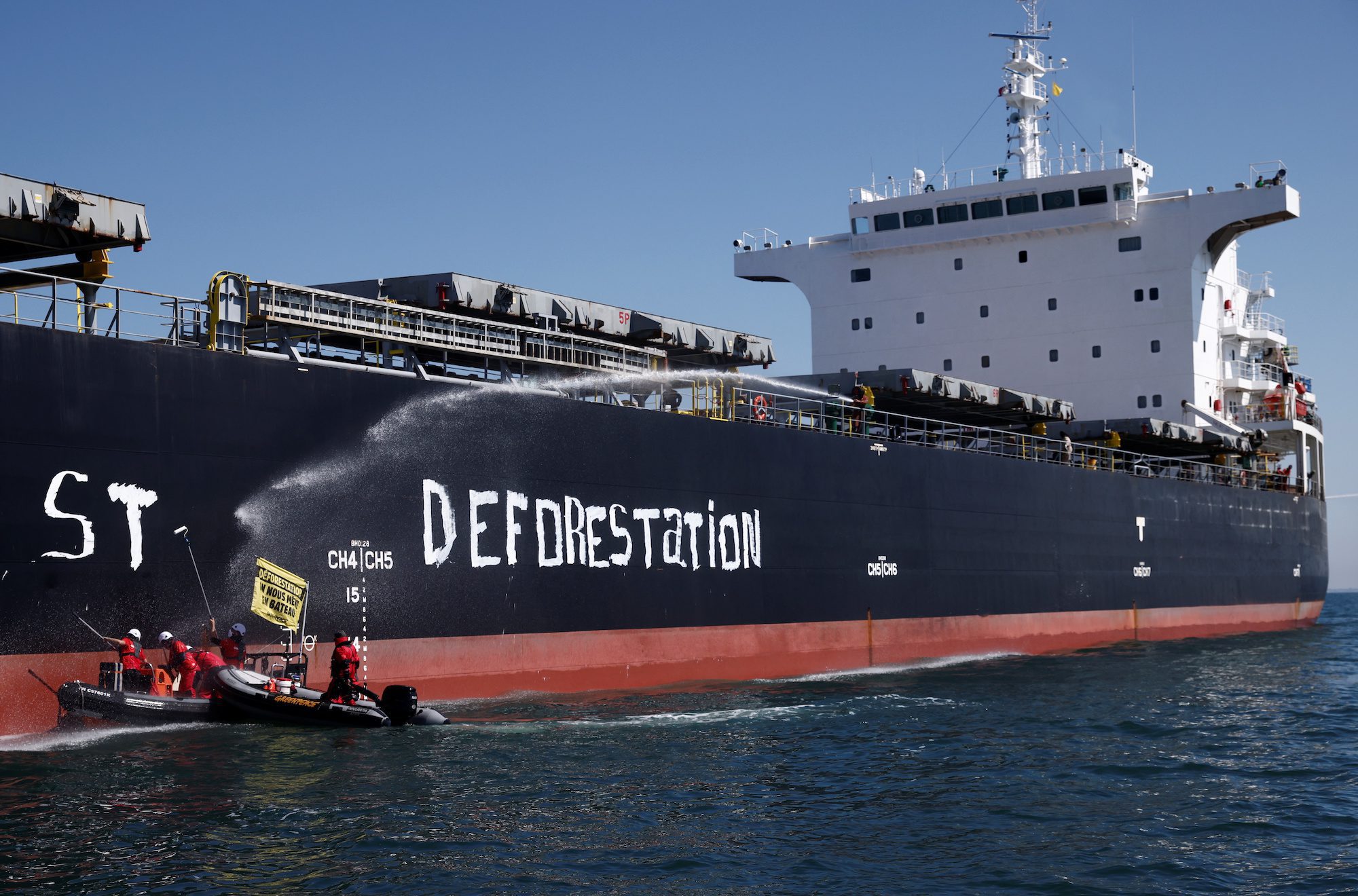 Greenpeace Blocks Bulk Carrier at France’s Port of Saint-Nazair