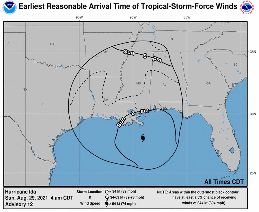 Arrival Time of Tropical-Storm-Force Winds
