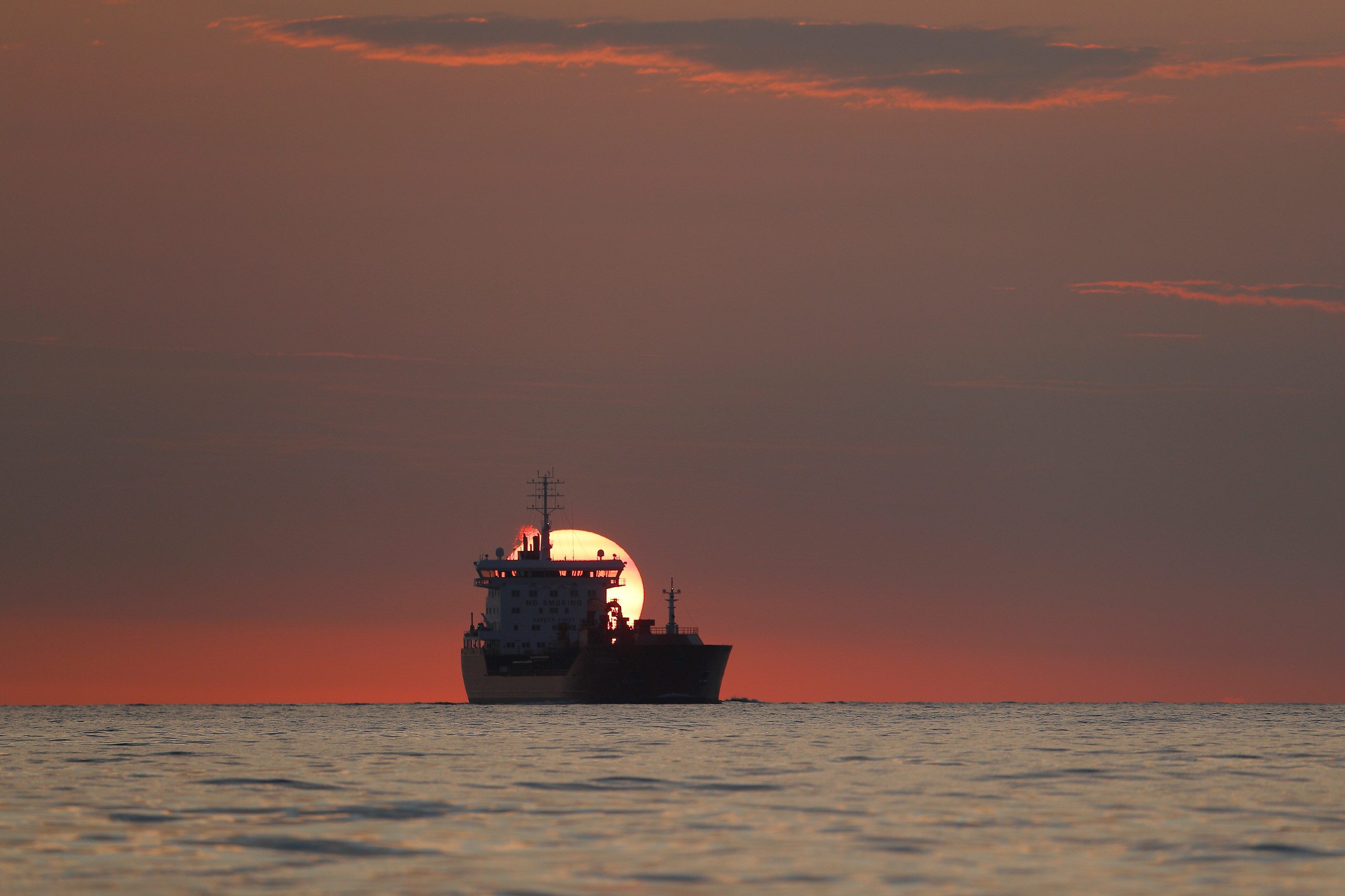 Tanker at sunset