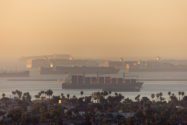 containerships anchored off port of los angeles