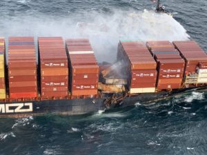 burned containers on board zim kingston