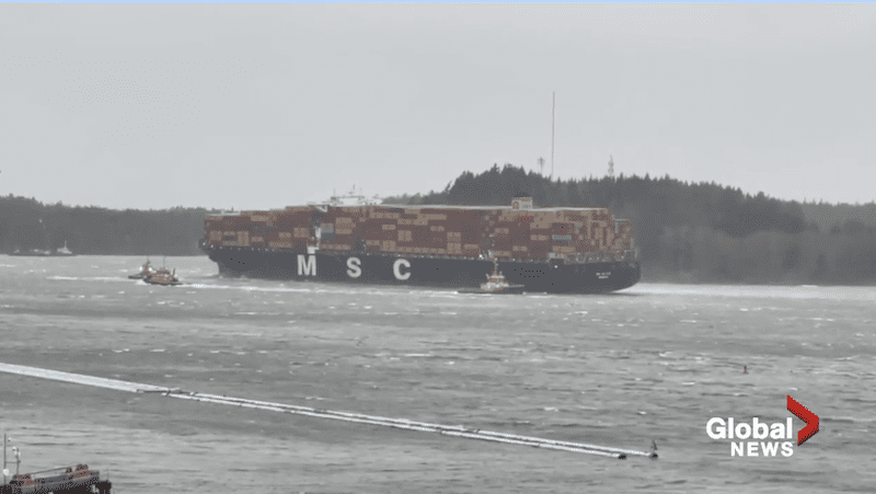 Large MSC Containership Breaks Moorings and Briefly Grounds at B.C.’s Prince Rupert Port – Video