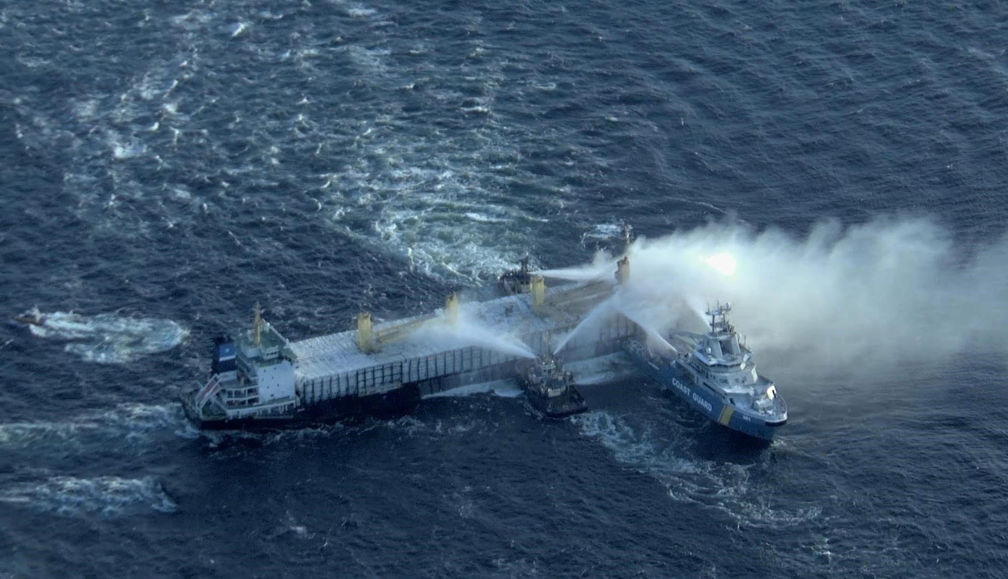 PHOTOS: Fire Burns on Timber Ship M/V Almirante Storni Off Sweden
