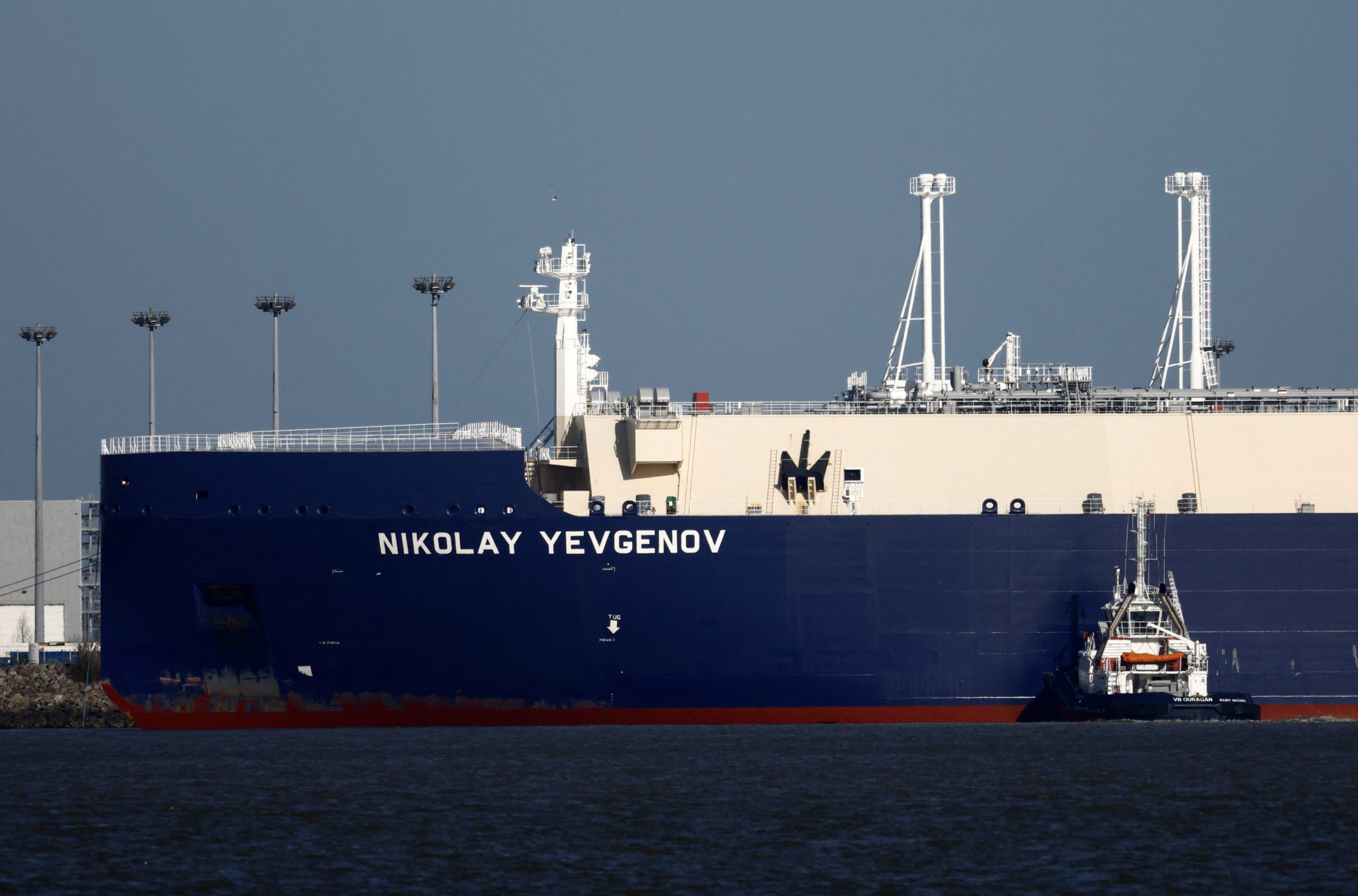 The liquefied natural gas (LNG) tanker Nikolay Yevgenov at the Montoir-de-Bretagne LNG Terminal. REUTERS/Stephane Mahe