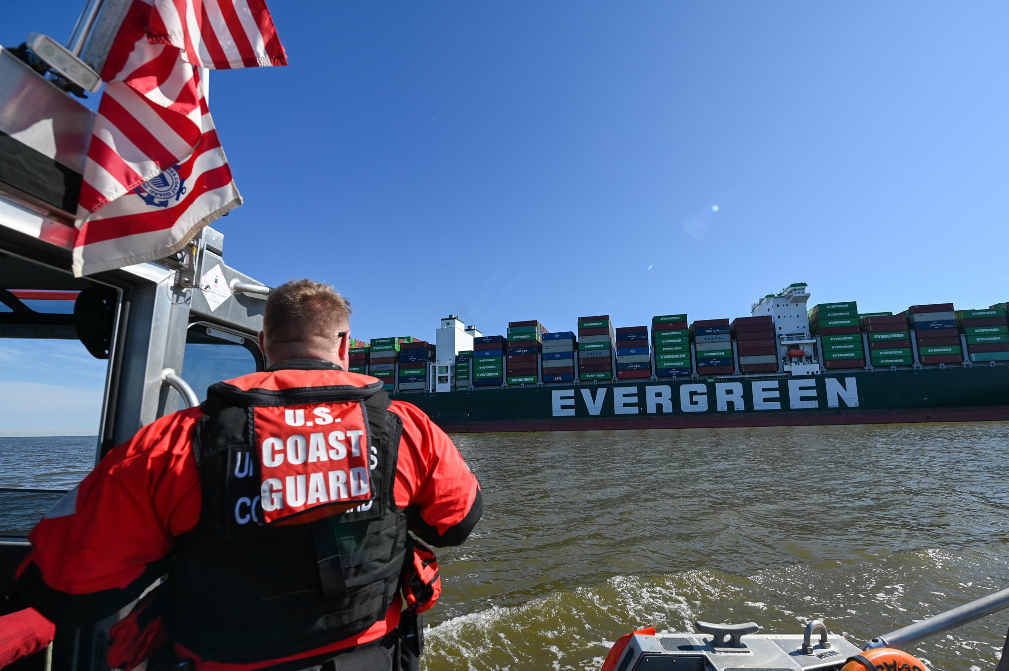 Evergreen Containership Aground in Chesapeake Bay