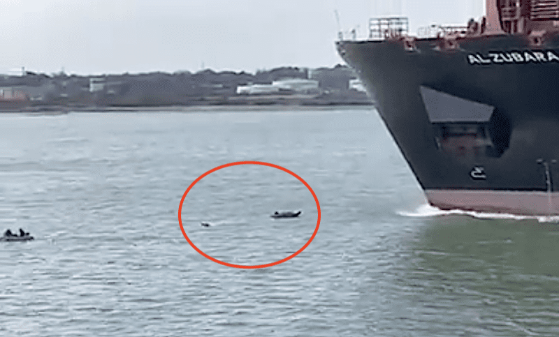 Incident Video: Dinghy Operator Nearly Run Over By Containership in Southampton