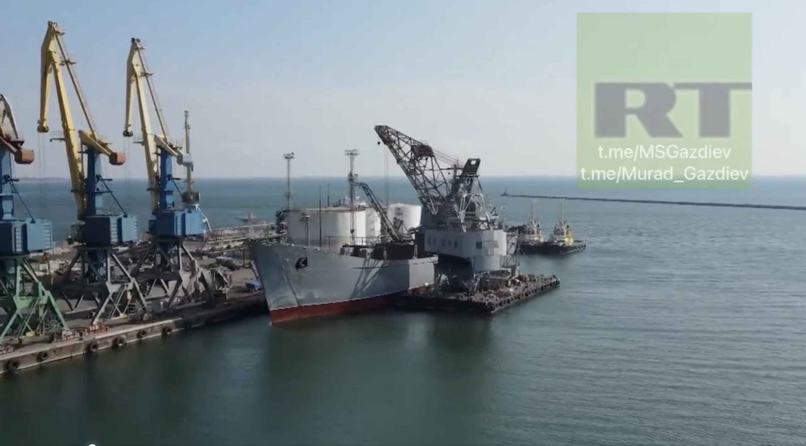 Russian Landing Ship Docks in Ukraine