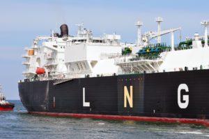 LNG carrier with letters L N G on side
