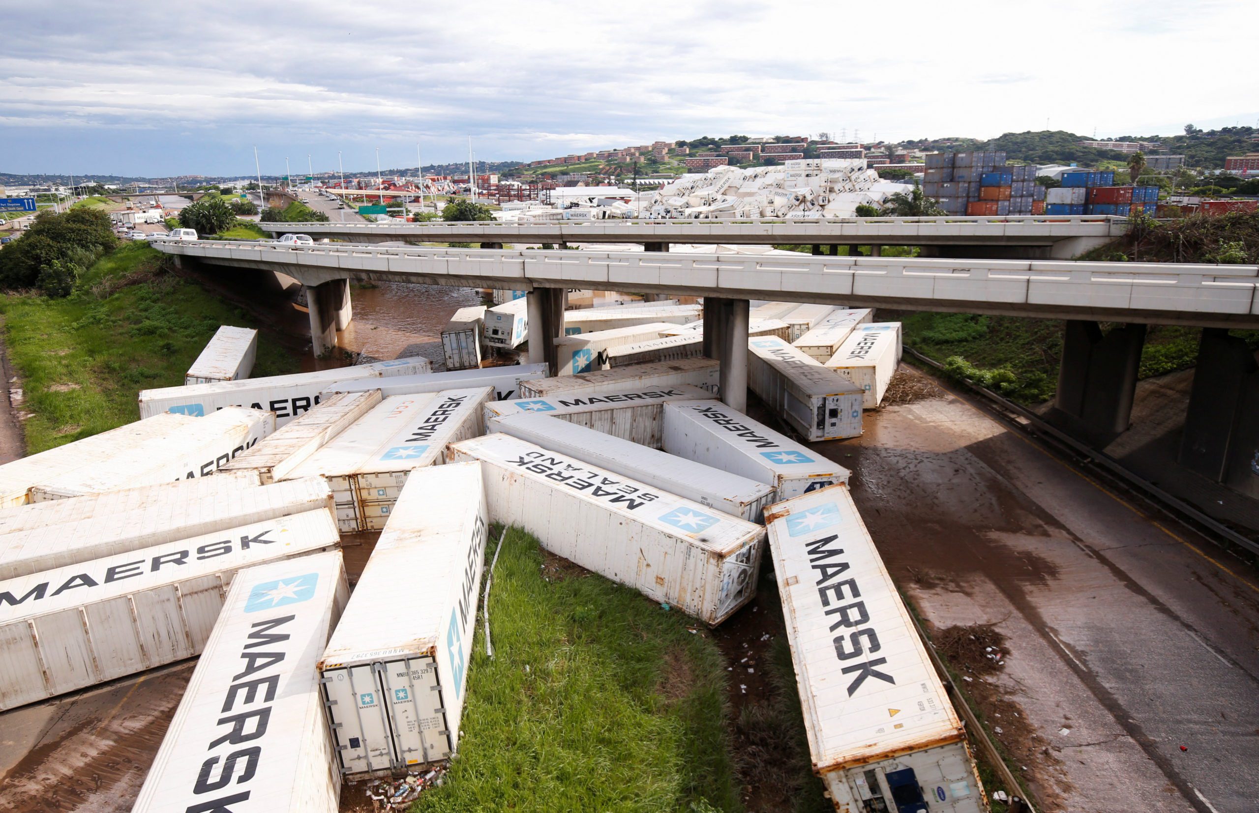 Heavy Storm Knocks Down Containers And Floods The Port Of Durban