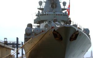 Russian Federation cruiser Moskva at dock