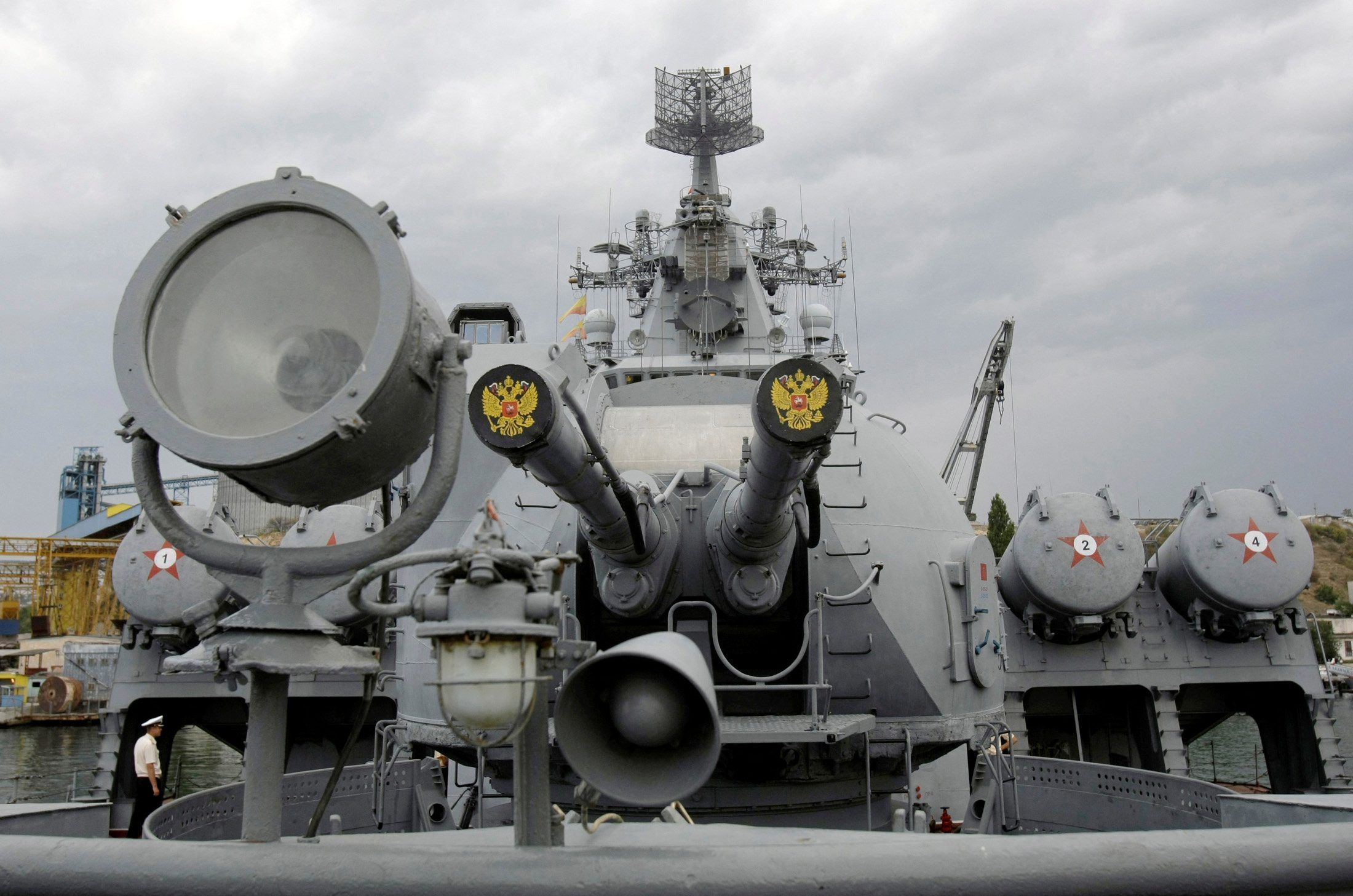 Russian Flagship Moskva Gun Turrets