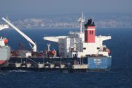 Russian-flagged oil tanker Pegas docked in Greece