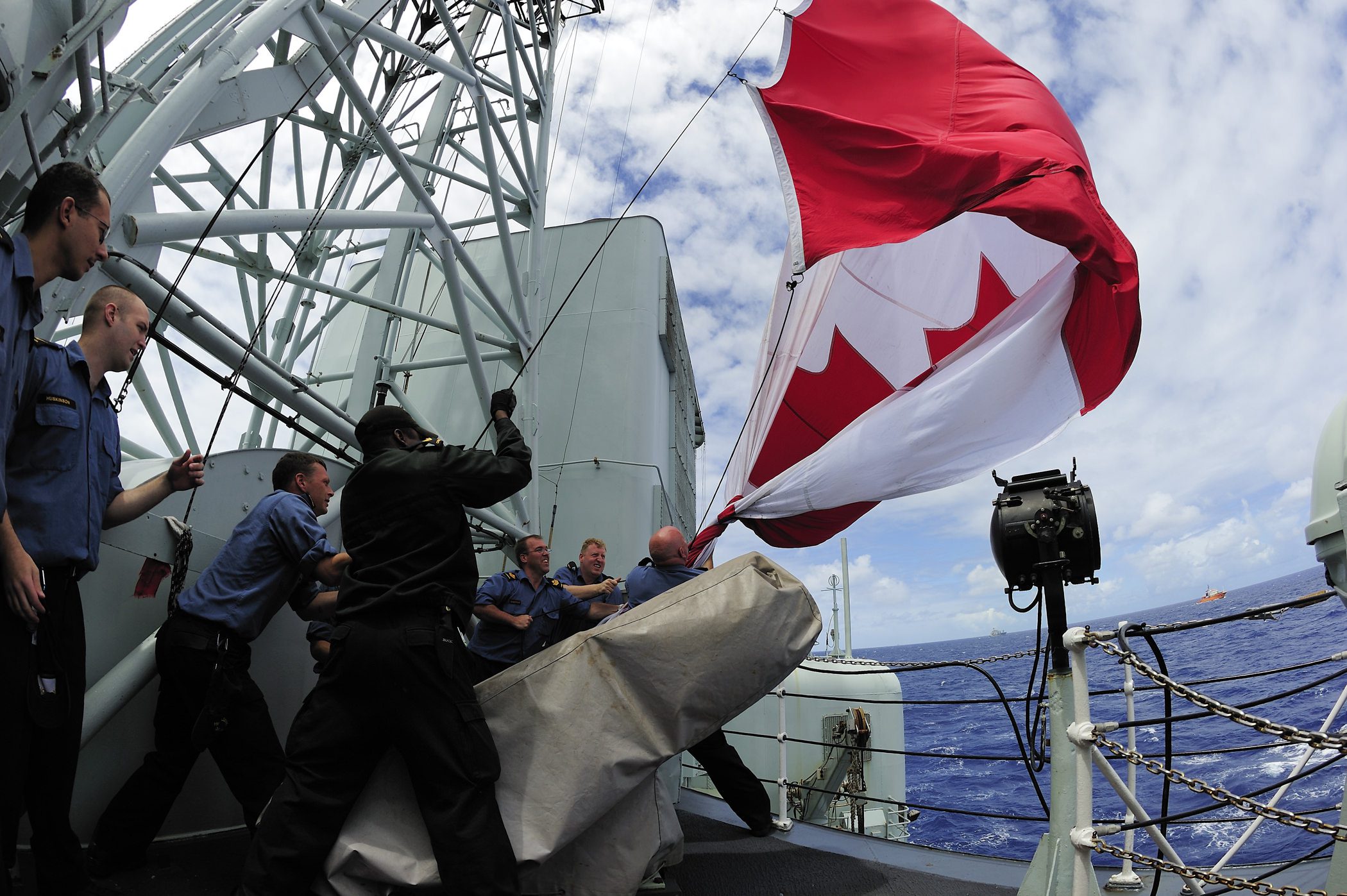 Canadian Flag Aboard HMCS Navy Ship
