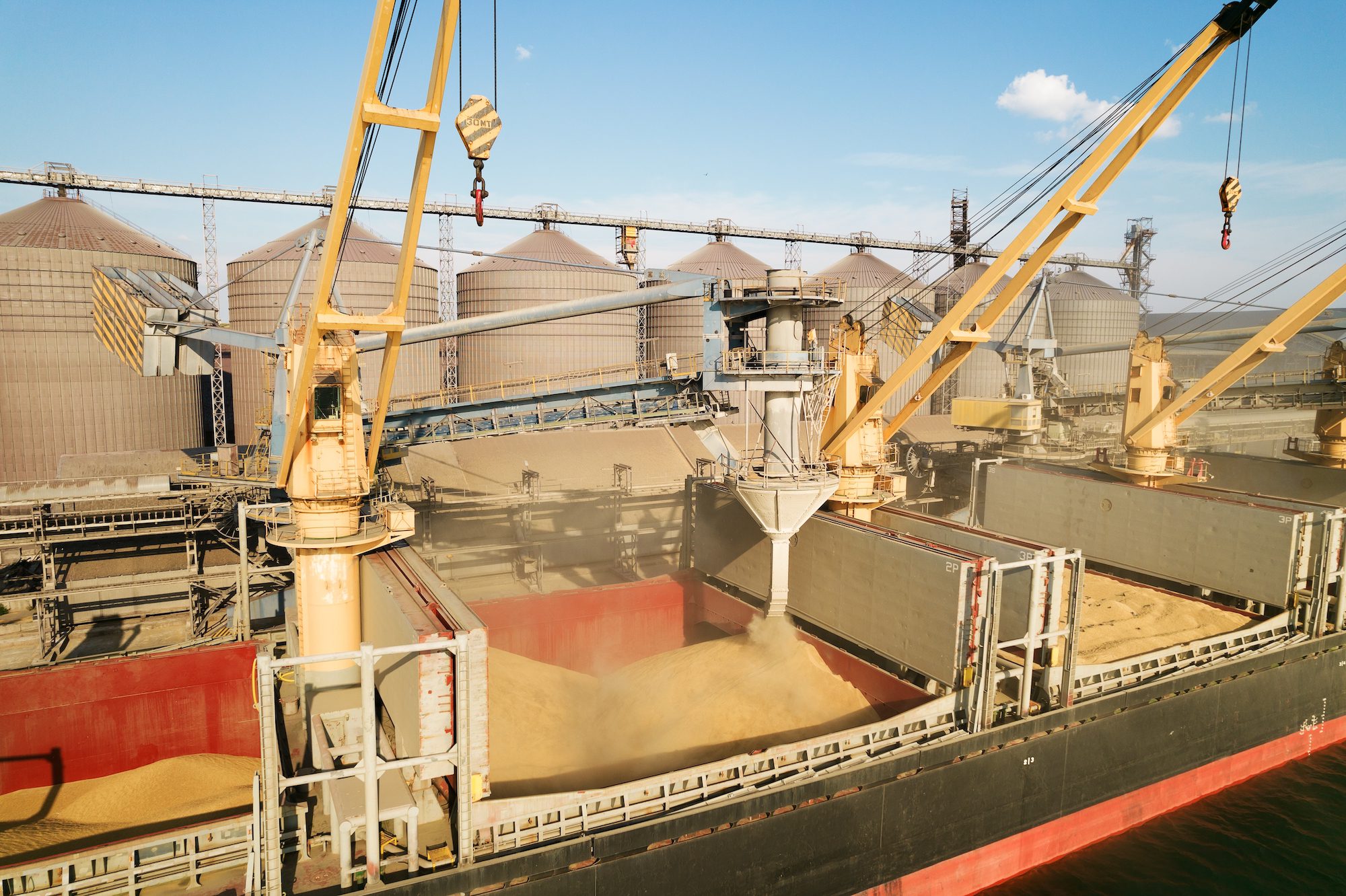Grain is loaded onto a ship in Odessa, Ukraine, August 9, 2021
