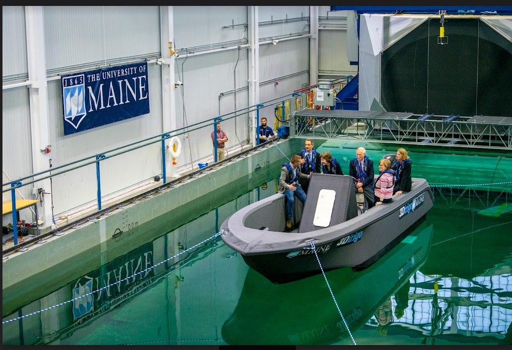 3-D printed boat in a test facility