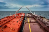 two tankers conduct ship-to-ship transfer