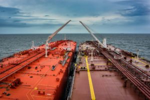 two tankers conduct ship-to-ship transfer