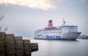 a stena line ferry entering harbor in Gothenburg, Sweden