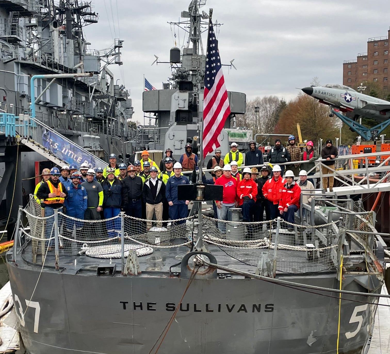 USS The Sullivans Righted