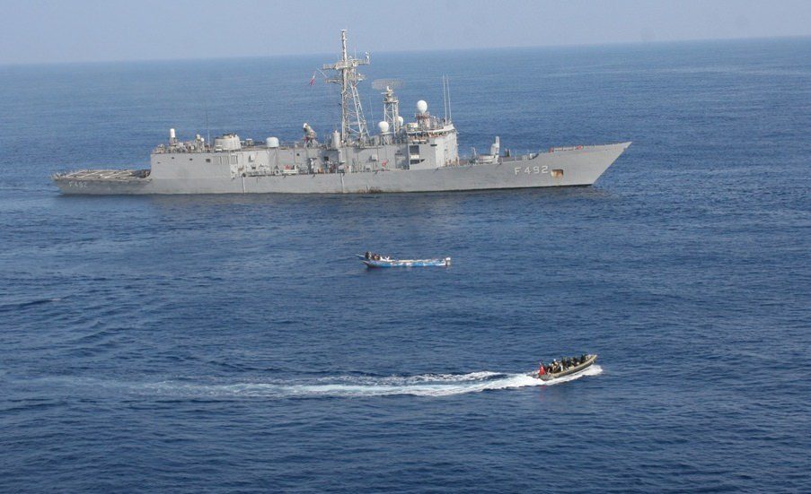 Turkish navy frigate underway