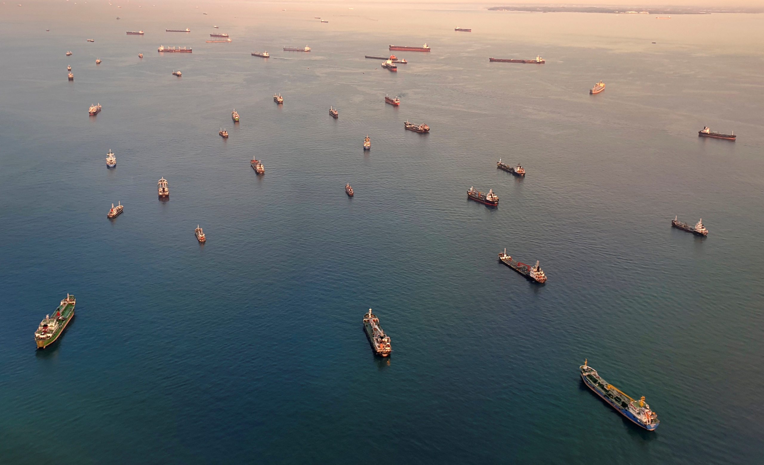 A 2019 view of vessels in the Singapore Strait April 3, 2019. Picture taken on April 3, 2019. REUTERS/Henning Gloystein/File Photo