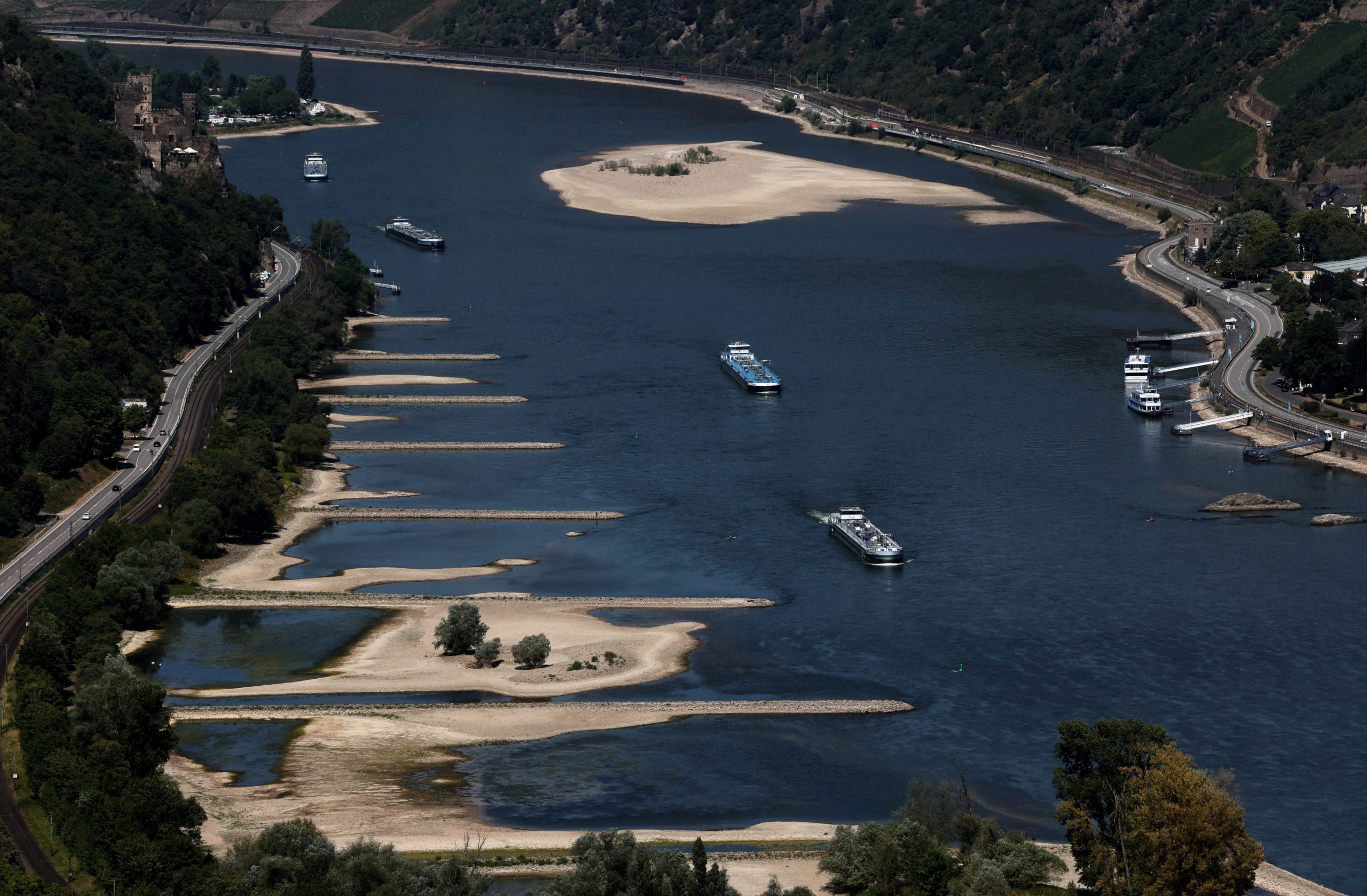 Rhine River Shrinks Further Halting Some Barges