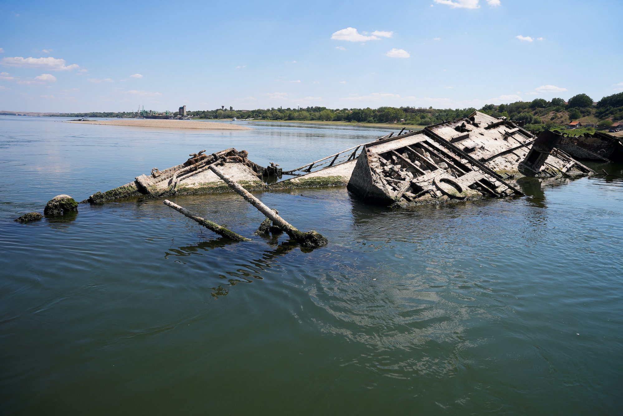 Low Water on Danube River Reveals Sunken WW2 Warships
