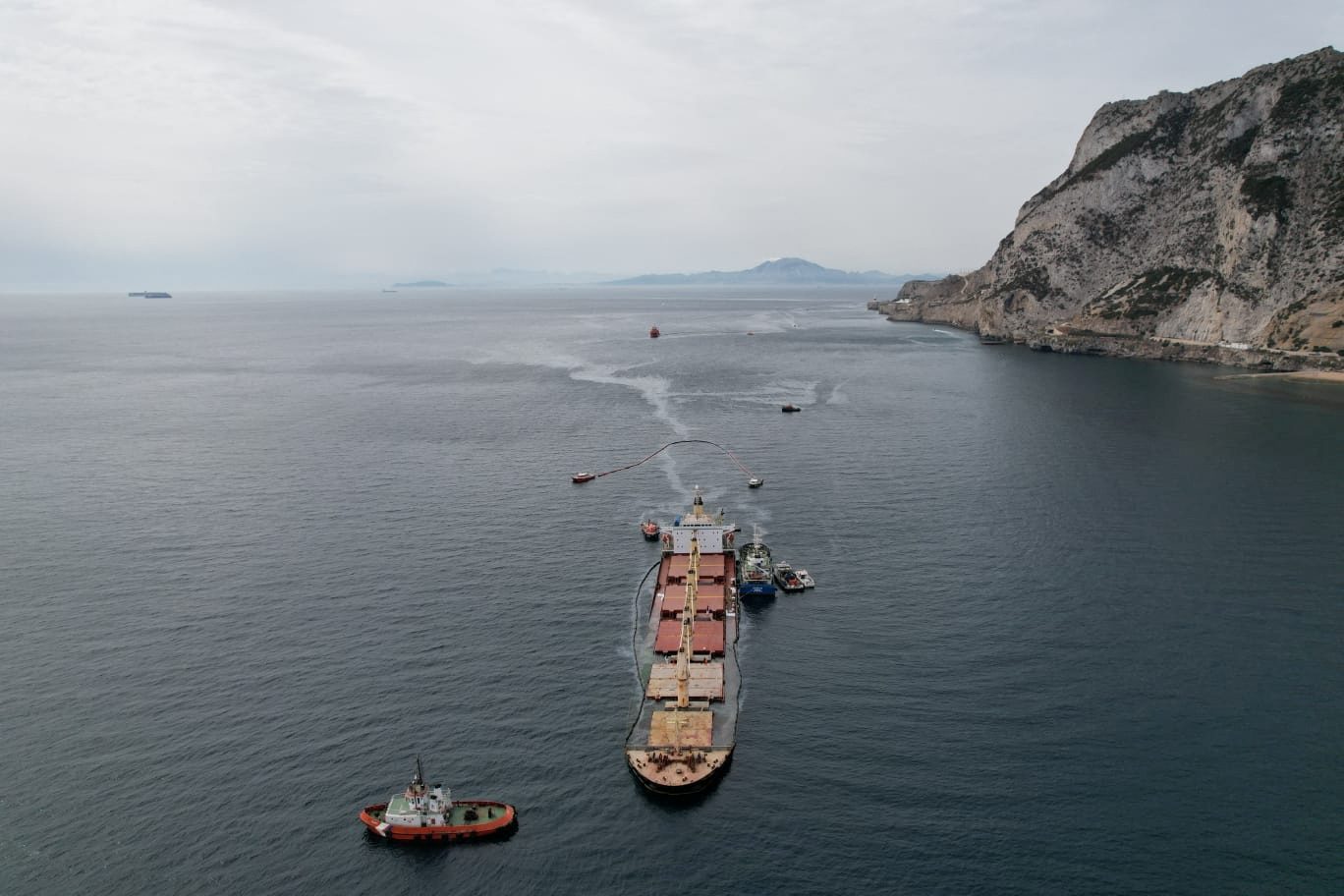 Pollution Fears Grow Over Grounded Bulk Carrier Leaking Oil Off Gibraltar