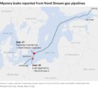 Map of the Nord-Stream pipeline leak