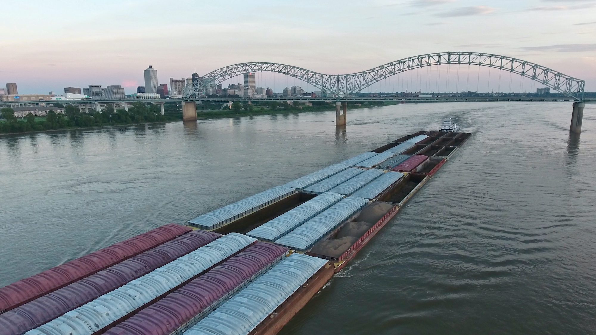 Stock photo of a barge on the Mississippi River