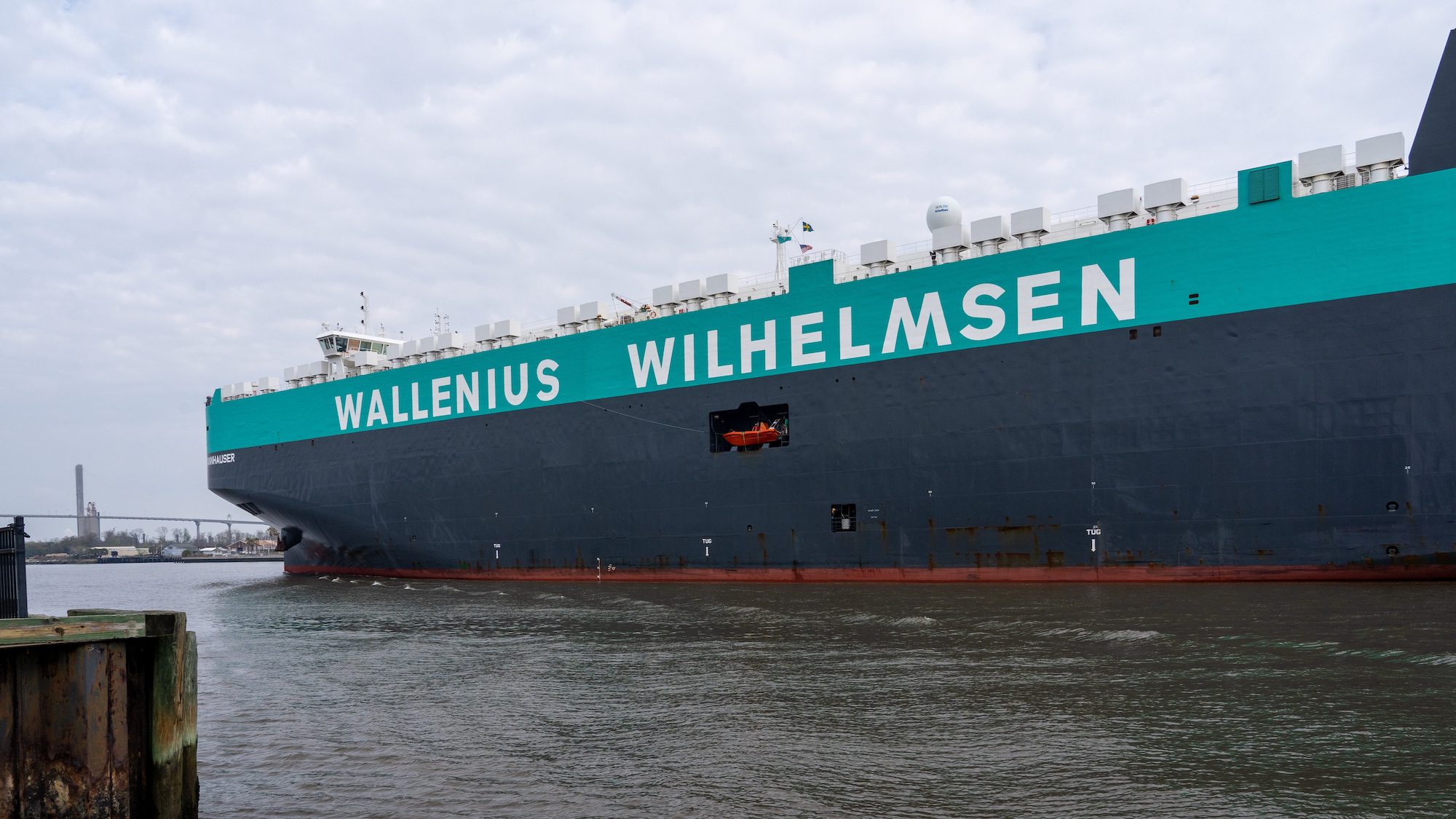 A Wallenius Wilhelmsen vessel in port