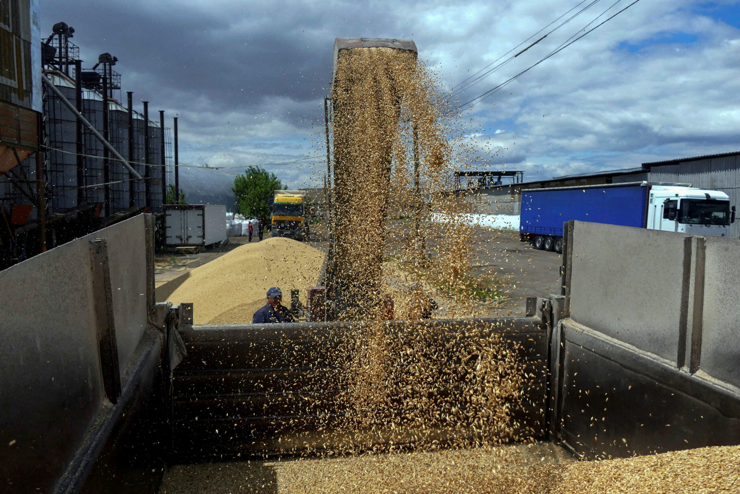 A worker loads a truck with grain at a terminal during barley harvesting in Odesa region, as Russia's attack on Ukraine continues, Ukraine June 23, 2022. Photo REUTERS/Igor Tkachenko