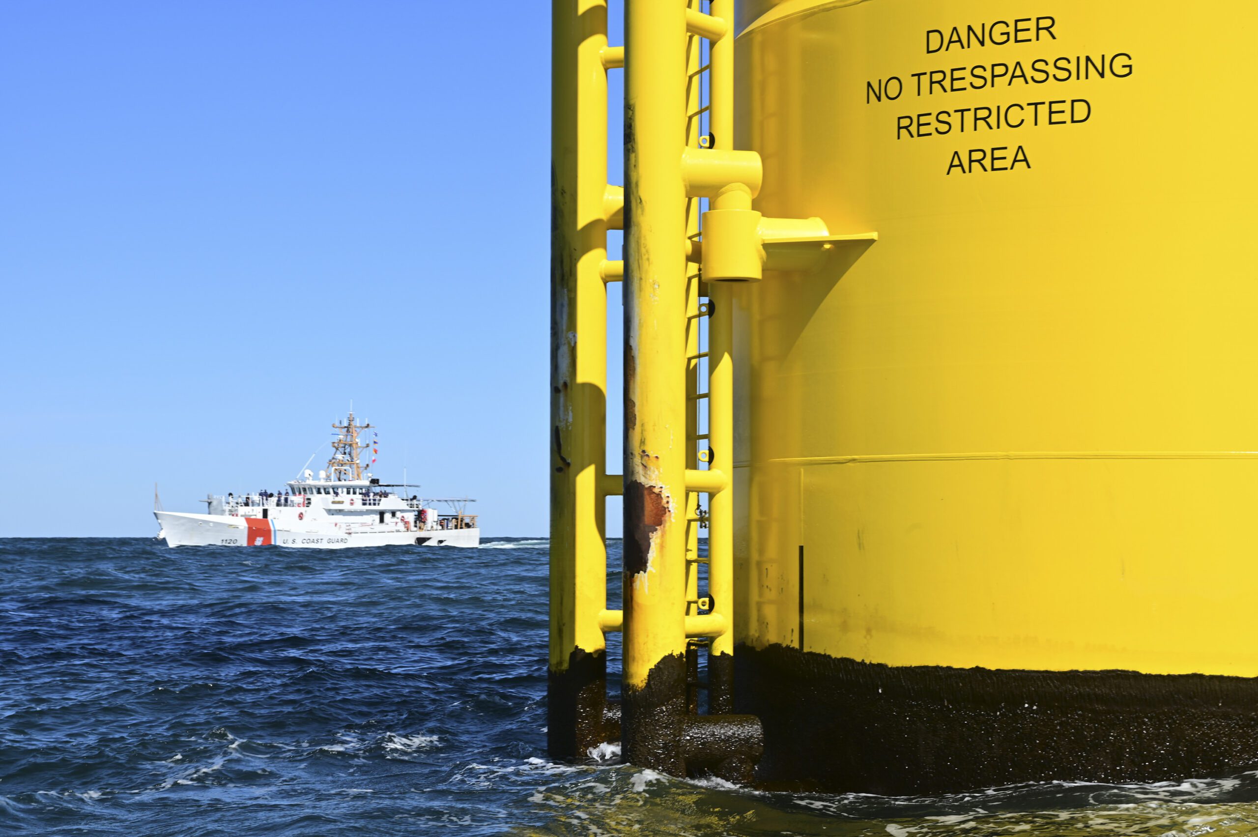 U.S. Coast Guard Cutter patrols offshore wind farm