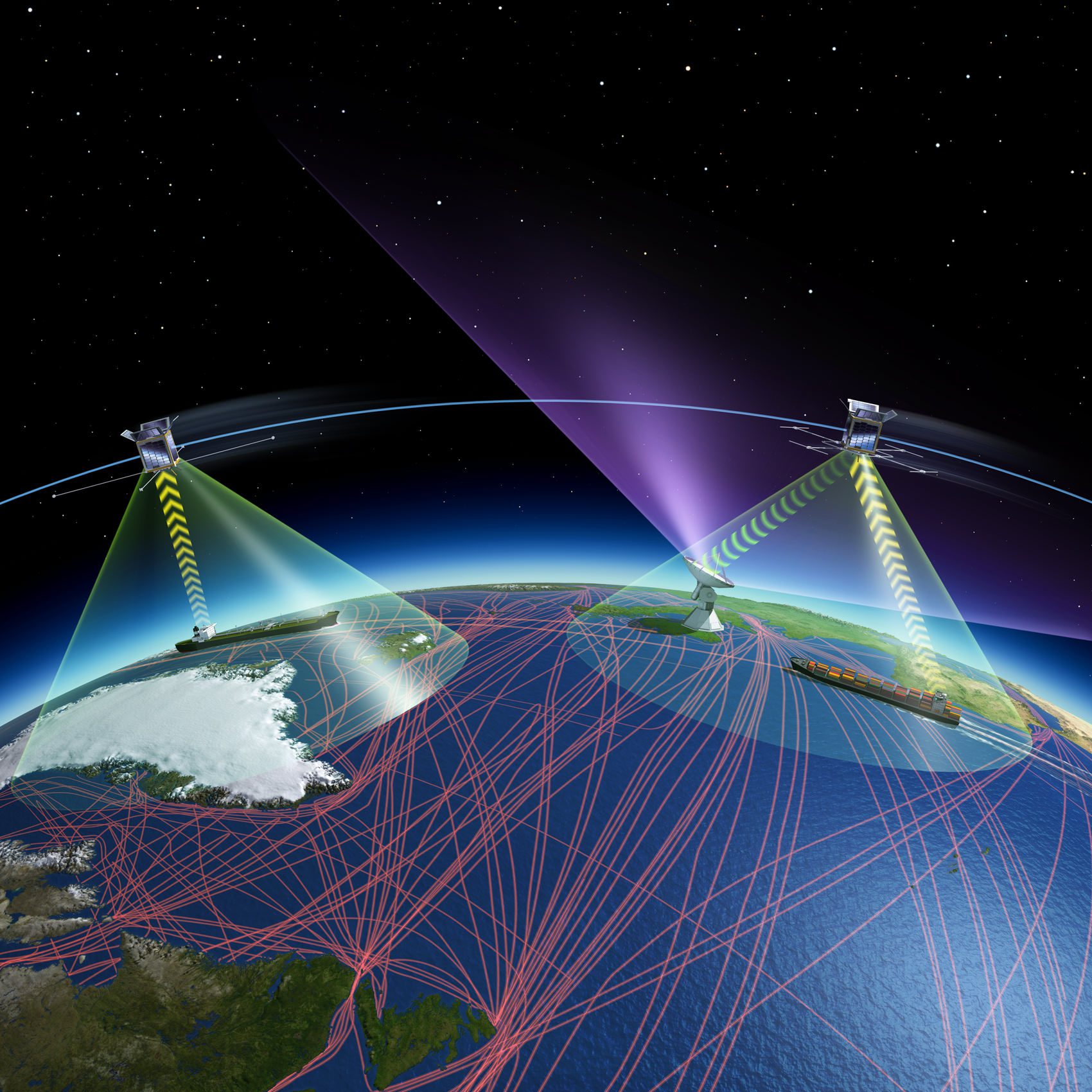 Space to ship communications link