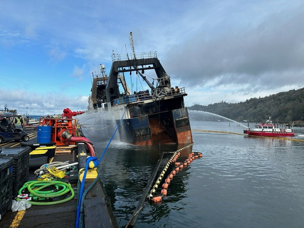 Fire Burns Through FV Kodiak Enterprise at Tacoma Dock