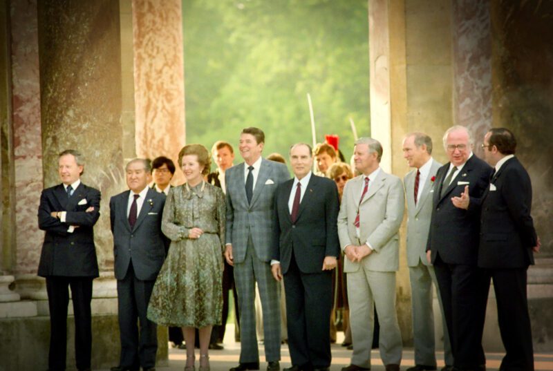 reagan and thatcher with G7 leaders