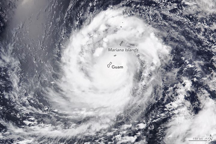 The category 4 storm was one of the strongest in decades to lash the U.S. territory of Guam.NASA Earth Observatory image by Allison Nussbaum, using VIIRS data from NASA EOSDIS LANCE, GIBS/Worldview, and the Joint Polar Satellite System (JPSS).